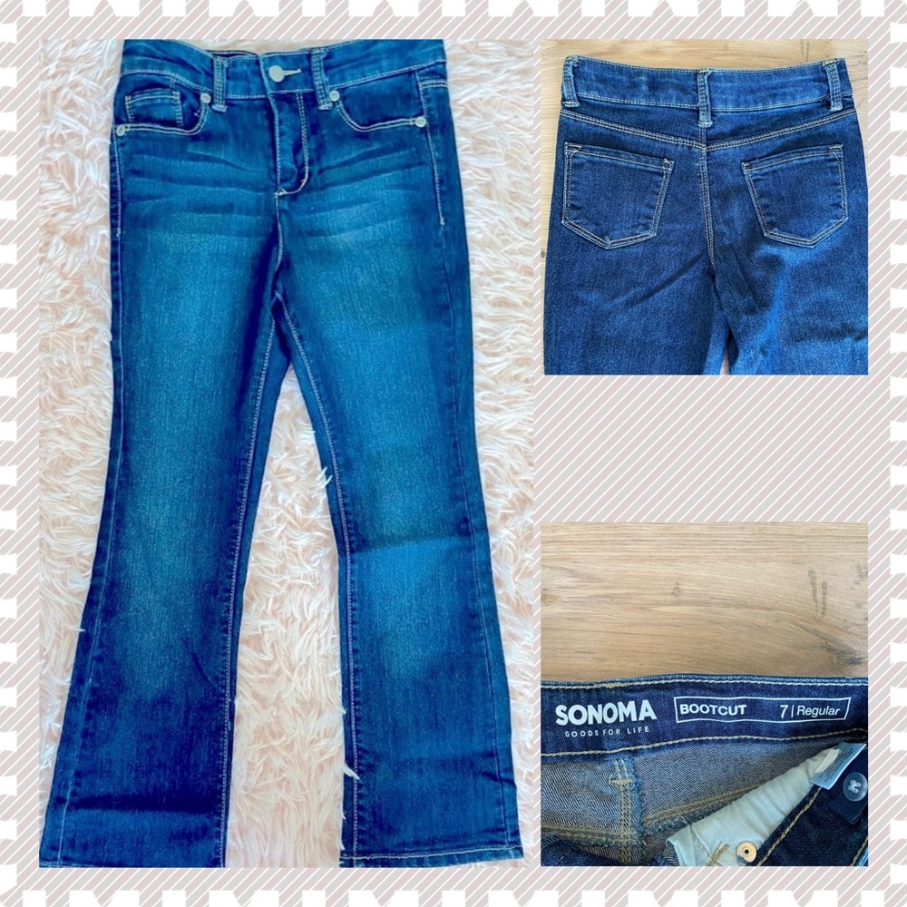 Sonoma Girls Bootcut Jeans Denim Blue Snap and Zip 7 NWOT